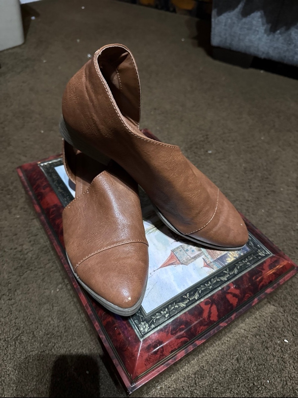 Time and Tru Brown Pointed-Toe Slip-On Flats